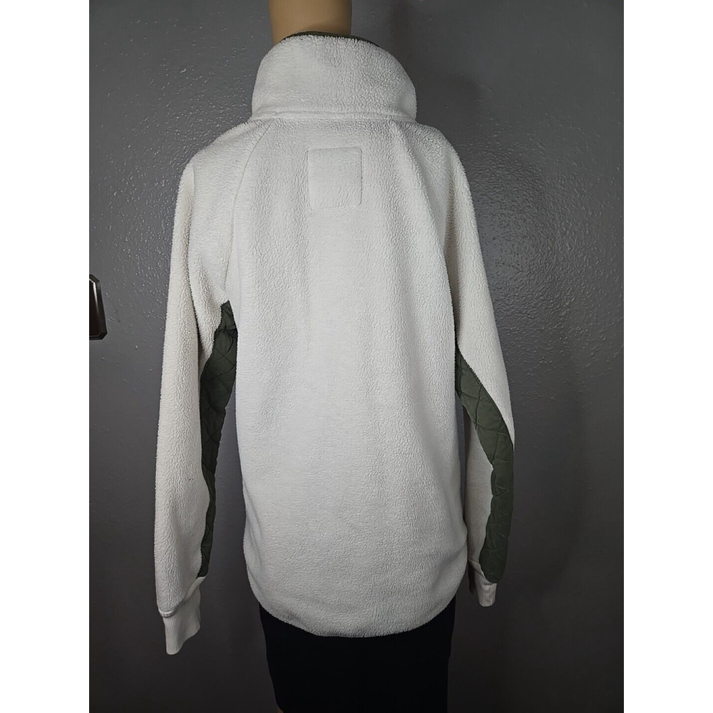 Abercrombie & Fitch Women's Cream Green Assymetrical Snap Fleece Size Small - Picture 3 of 8